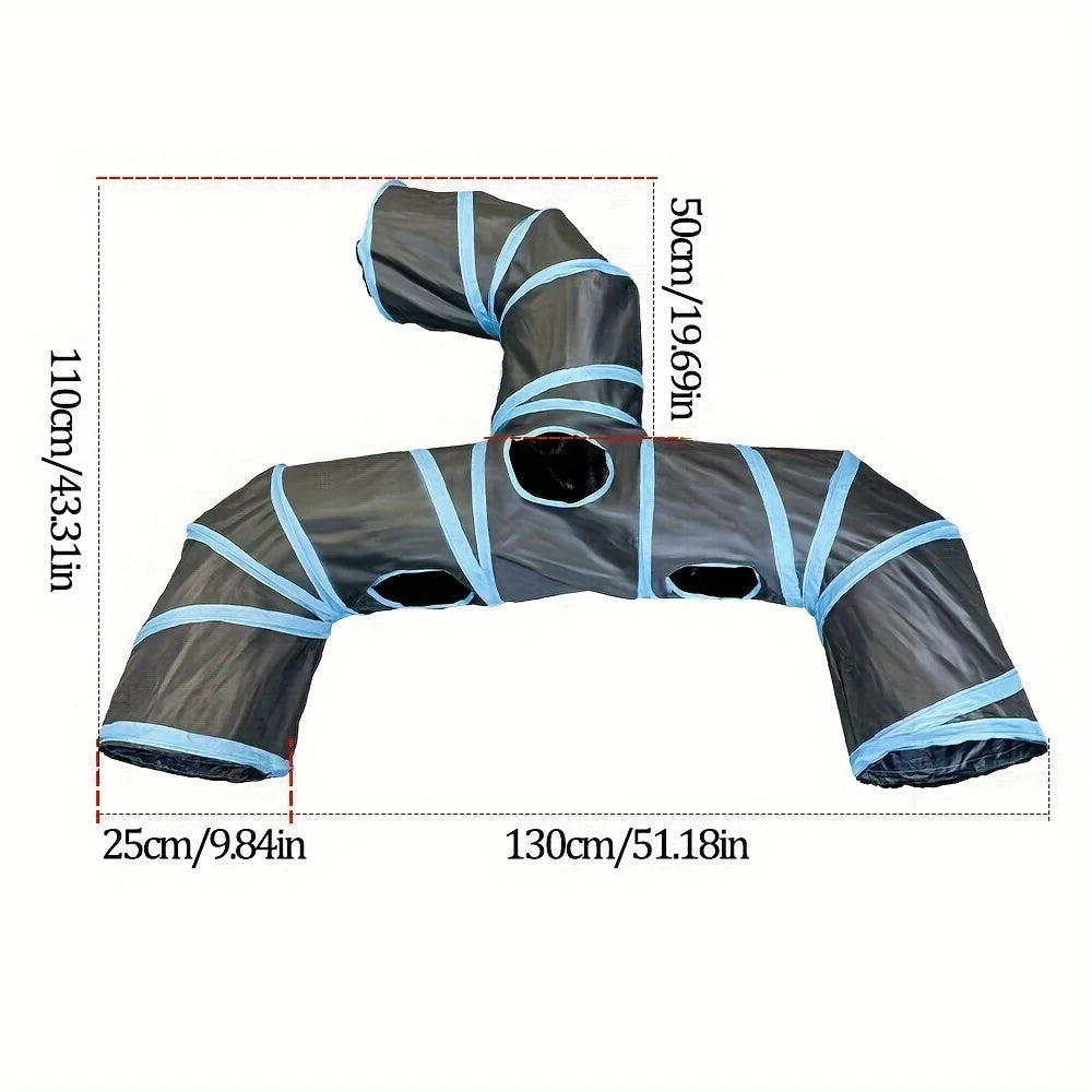 Black Three-Way Cat Tunnel with Faucet Passage & Rolling Dragon Toy