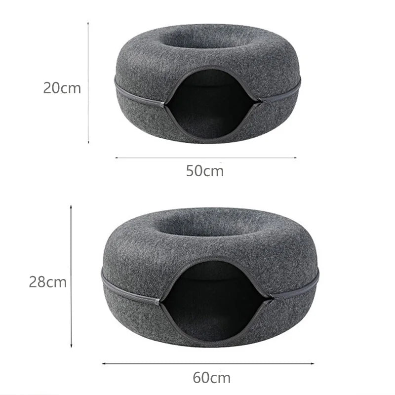 2-in-1 Felt Cat Cave Bed for Two Cats