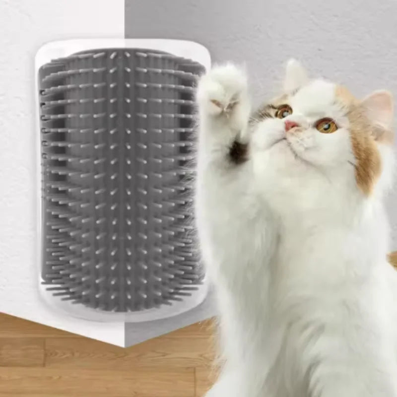 Cat Self-Grooming Brush & Corner Scratcher with Massage Toy