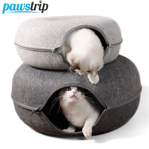 2-in-1 Felt Cat Cave Bed for Two Cats