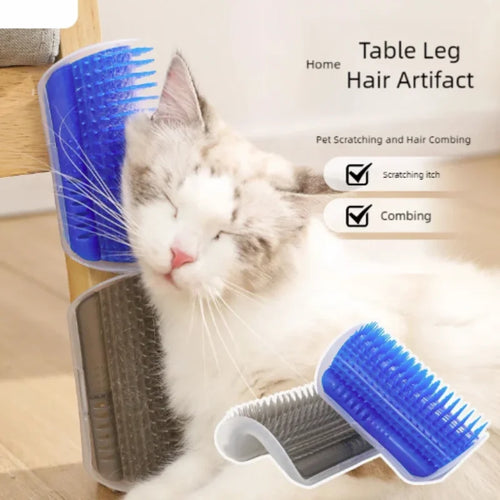 Cat Self-Grooming Brush & Corner Scratcher with Massage Toy