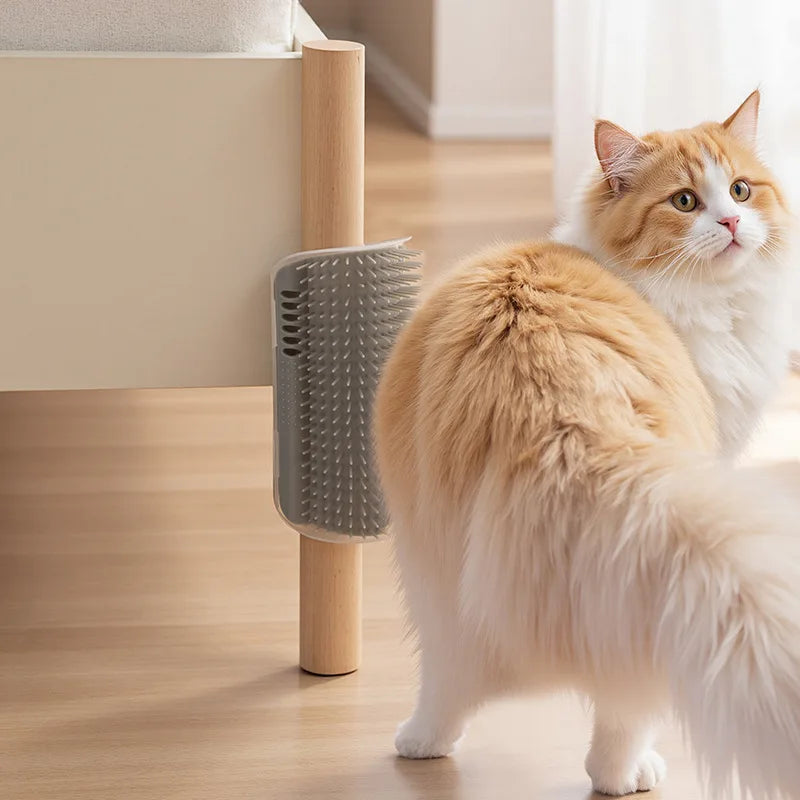 Cat Self-Grooming Brush & Corner Scratcher with Massage Toy