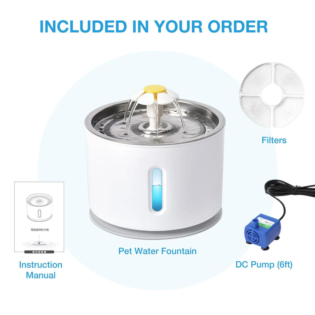 Smart Stainless Steel Cat Water Fountain 3.2L | USB Silent Pump